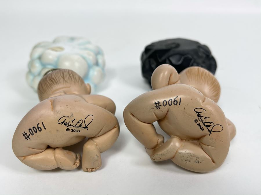 2003 Limited Edition Marie Osmond Pair Of Good And Bad Angels On Clouds 3.75H [Photo 5]