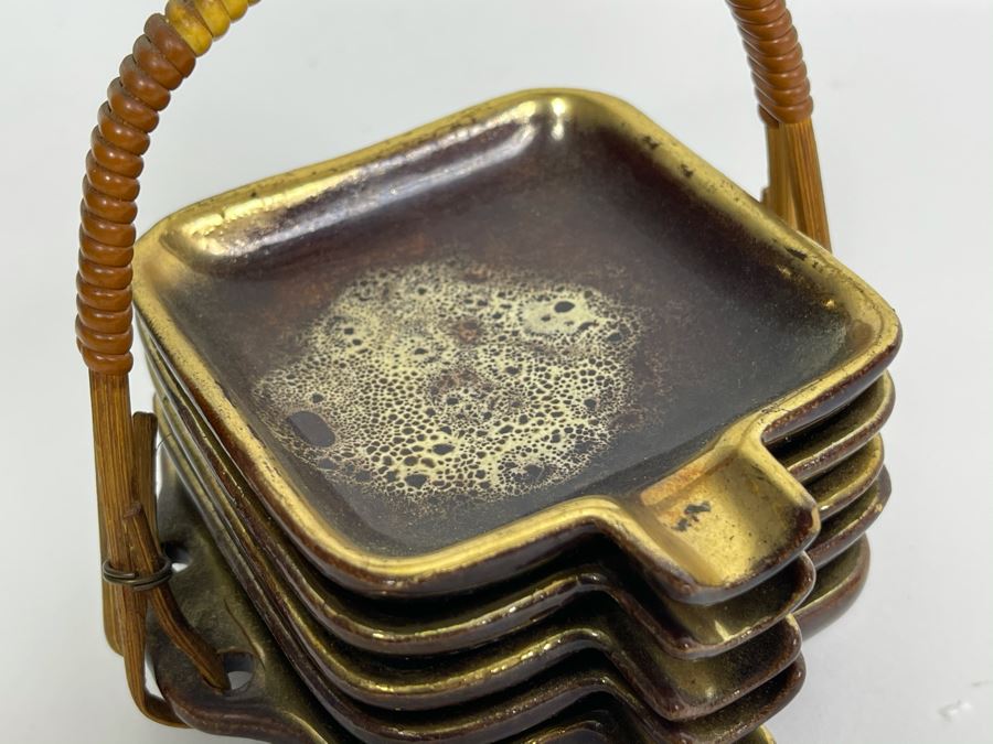 Vintage German Mid-Century Modern Ashtrays With Carrying Case 3W X 3.5D [Photo 4]