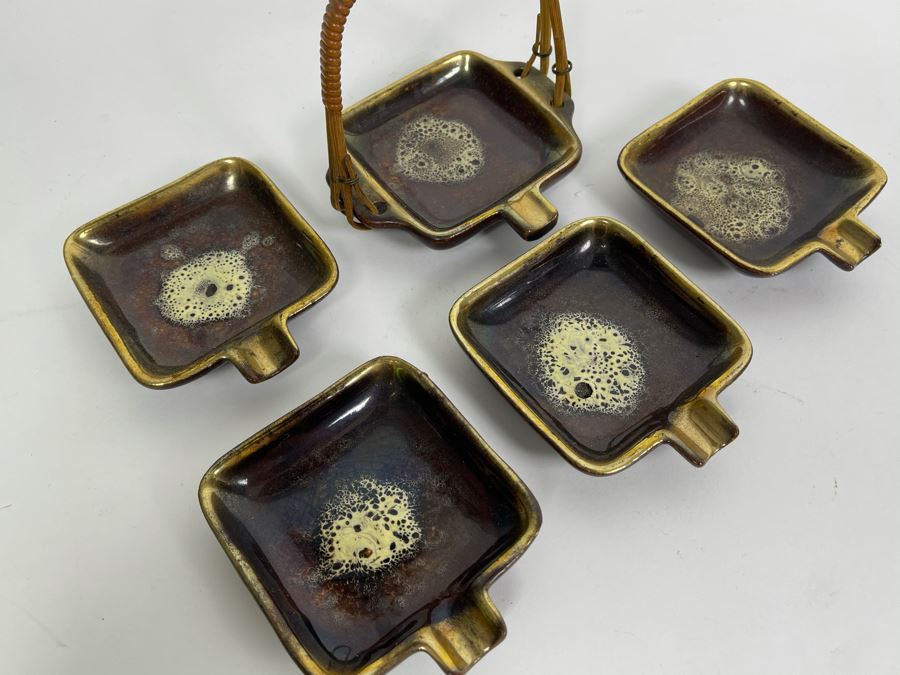 Vintage German Mid-Century Modern Ashtrays With Carrying Case 3W X 3.5D [Photo 5]