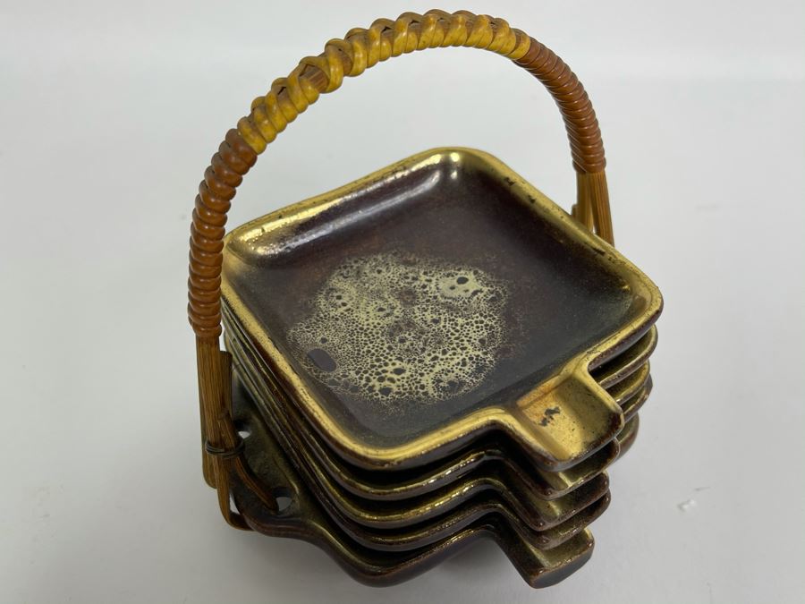 Vintage German Mid-Century Modern Ashtrays With Carrying Case 3W X 3.5D [Photo 3]