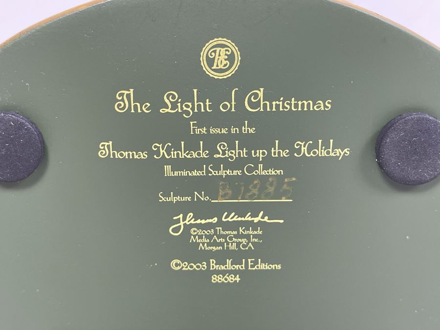 Thomas Kinkade Light Up The Holidays First Issue Illuminated Sculpture From The Light Of Christmas Collection 2003 Bradford Editions 7.5W X 8H [Photo 10]