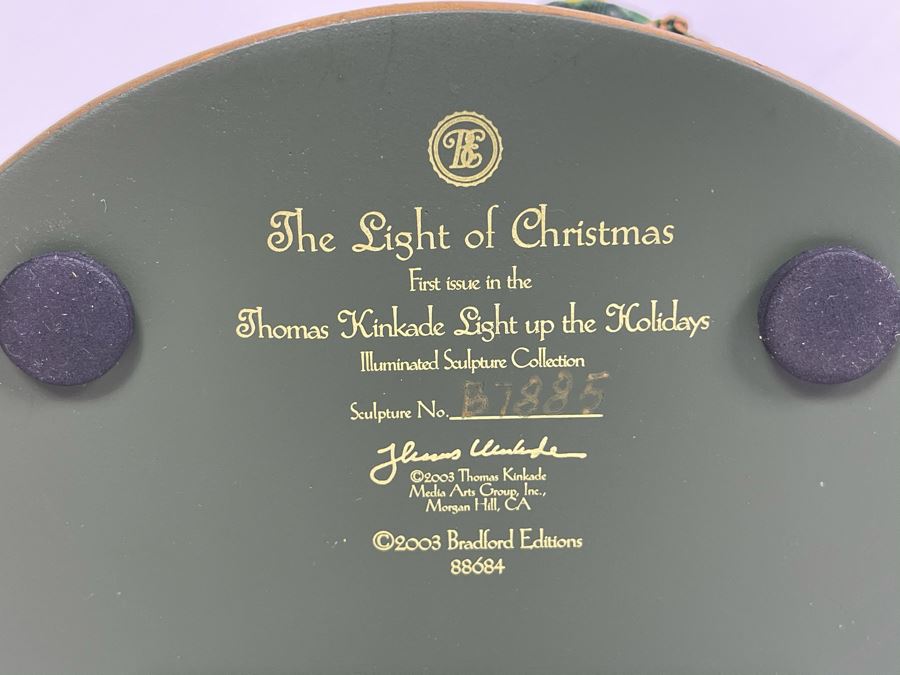 Thomas Kinkade Light Up The Holidays First Issue Illuminated Sculpture From The Light Of Christmas Collection 2003 Bradford Editions 7.5W X 8H [Photo 11]