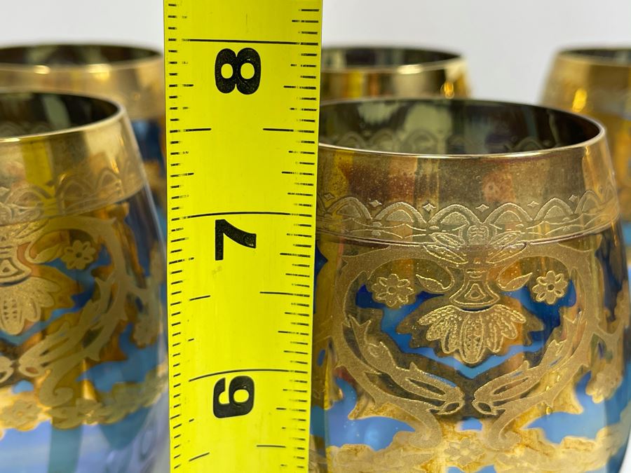 Set Of Six New Vintage Italian Glass Wine Glasses  7.5H [Photo 8]