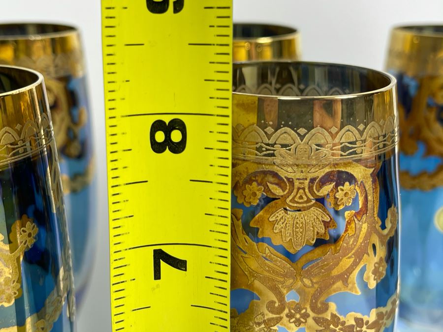 Set Of Six New Vintage Italian Glass Champagne Flutes 8.25H [Photo 7]