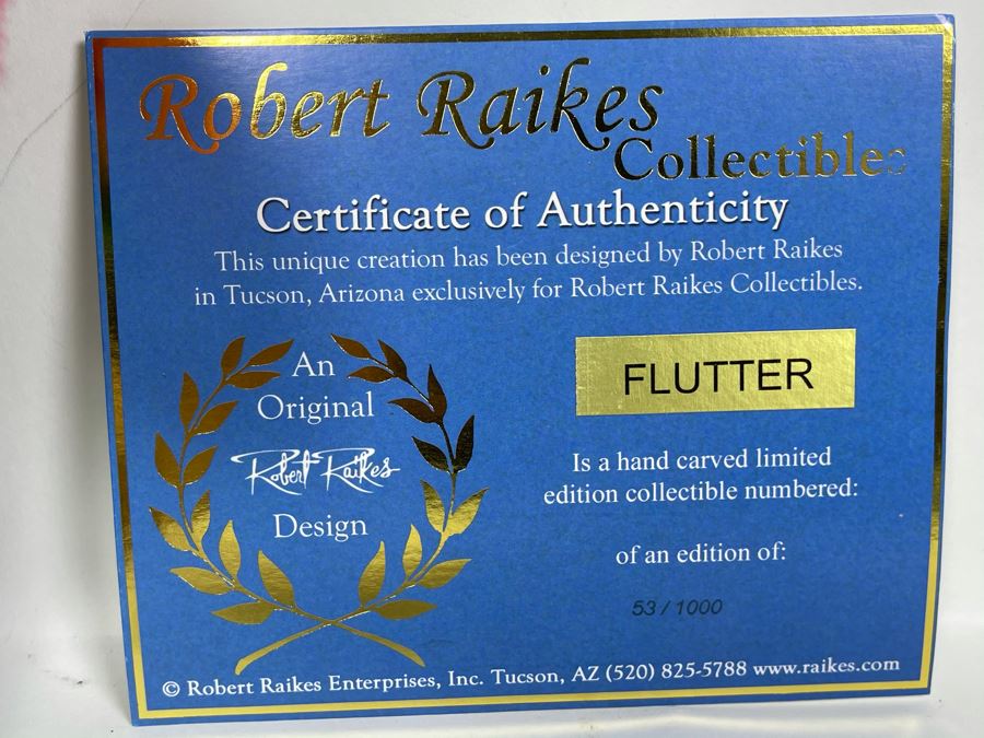 Limited Edition Robert Raikes Individually Carved Wooden Bear Flutter 53 Of 1000 14L [Photo 6]