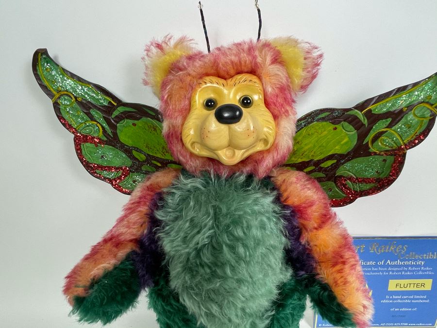 Limited Edition Robert Raikes Individually Carved Wooden Bear Flutter 53 Of 1000 14L [Photo 3]