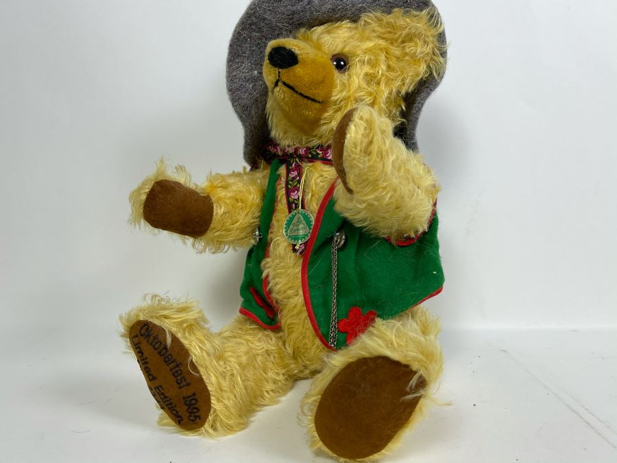 Vintage Jointed German Teddy Bear By Hermann With Tags 16L
