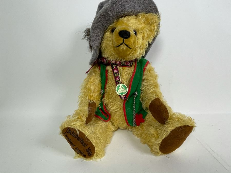 Vintage Jointed German Teddy Bear By Hermann With Tags 16L