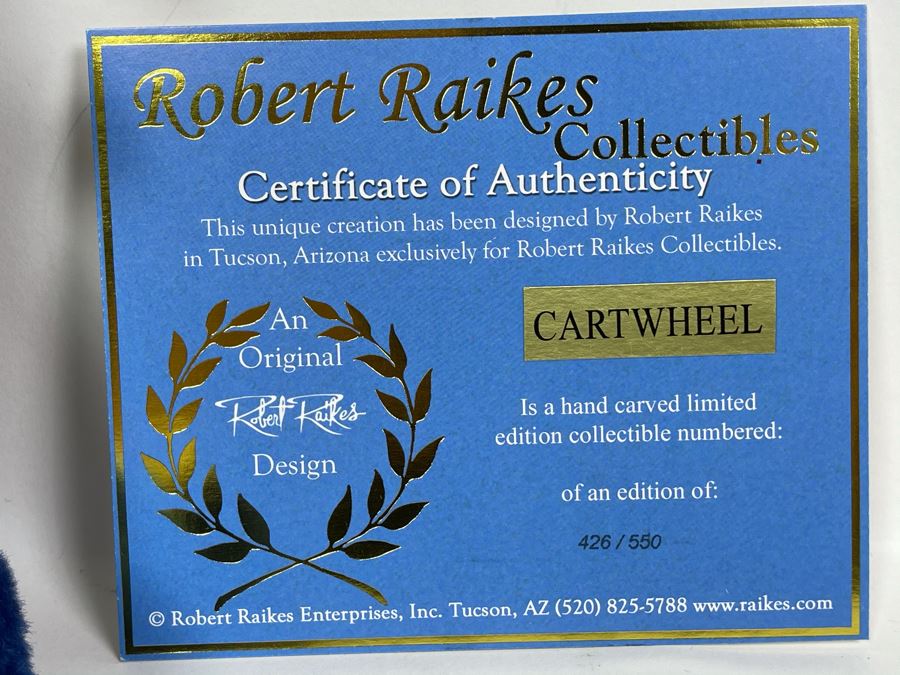 Limited Edition Robert Raikes Individually Carved Wooden Bear Cartwheel 426 Of 550 [Photo 7]