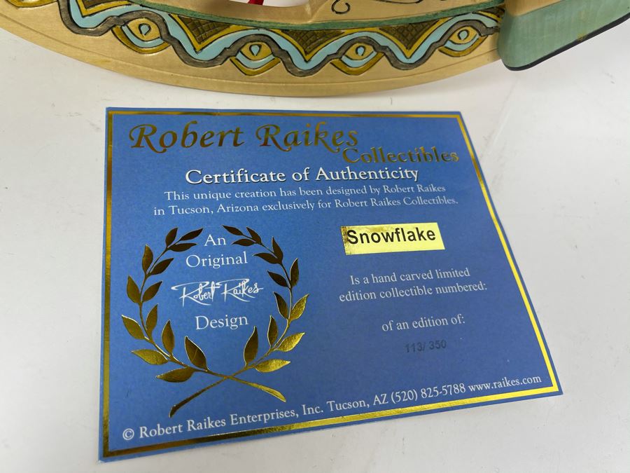 Limited Edition Robert Raikes Individually Carved Wooden Bear Snowflake 113 Of 350 12L [Photo 6]