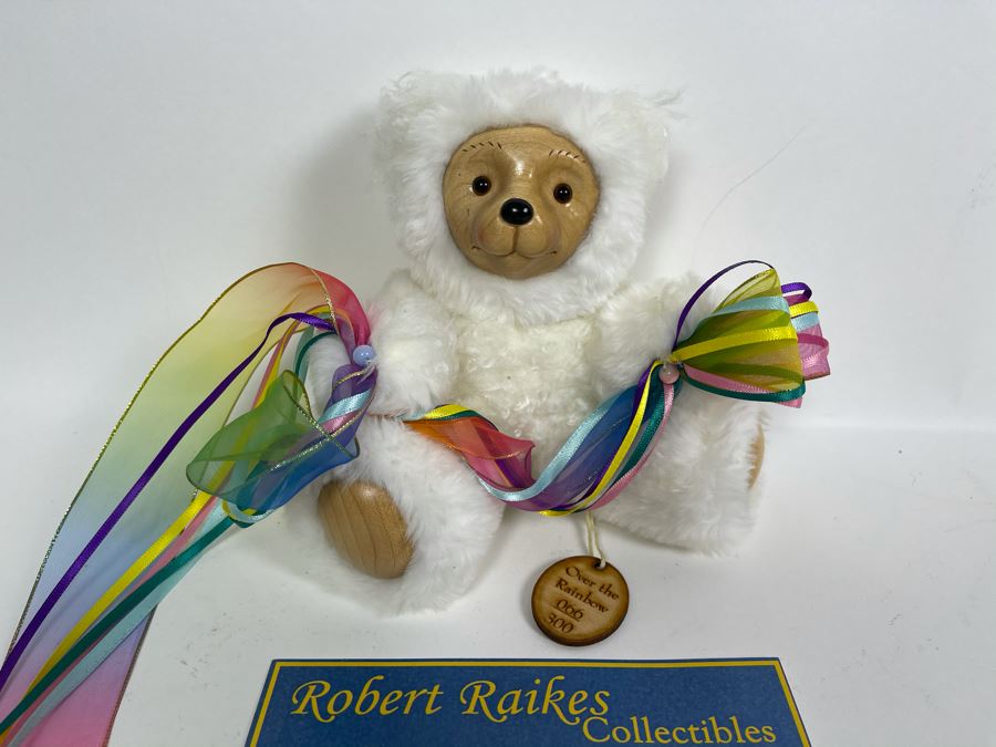 Limited Edition Robert Raikes Individually Carved Wooden Bear Over The Rainbow 66 Of 300 7L [Photo 3]