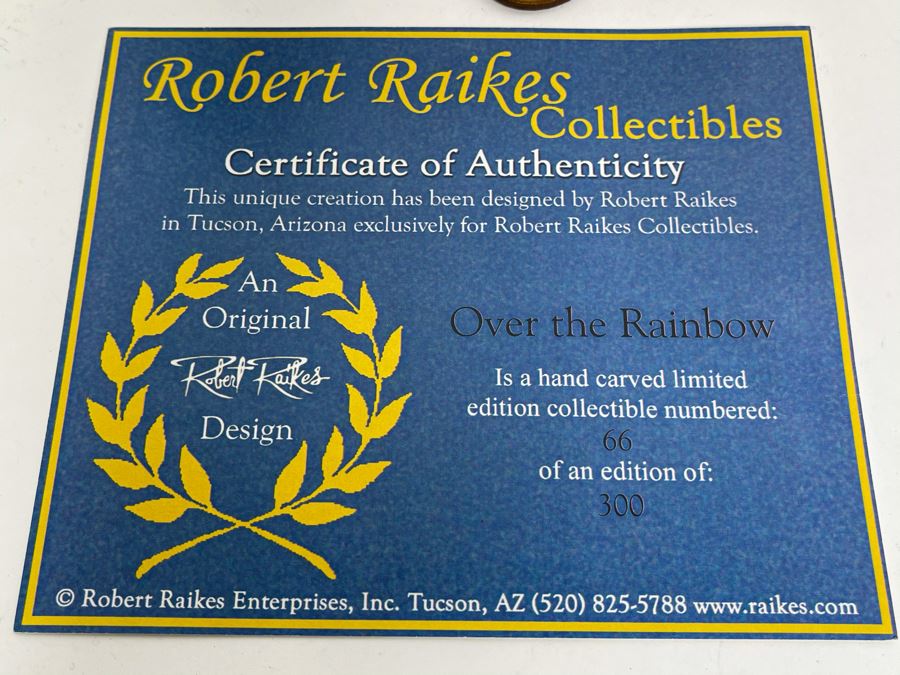 Limited Edition Robert Raikes Individually Carved Wooden Bear Over The Rainbow 66 Of 300 7L [Photo 7]