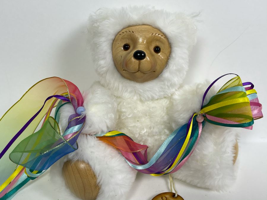 Limited Edition Robert Raikes Individually Carved Wooden Bear Over The Rainbow 66 Of 300 7L [Photo 4]