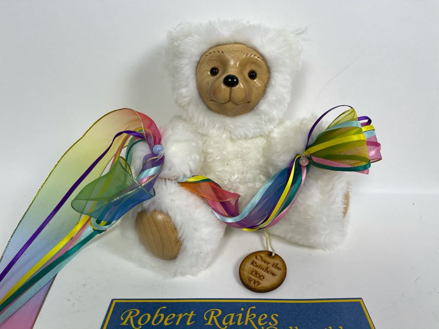 Limited Edition Robert Raikes Individually Carved Wooden Bear Over The Rainbow 66 Of 300 7L