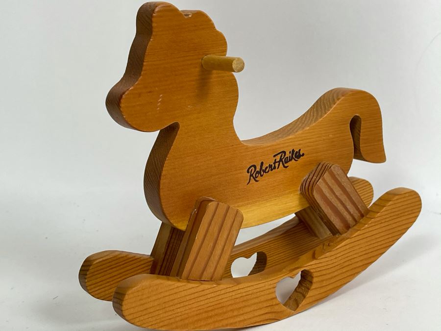 Robert Raikes Individually Carved Wooden Bear Riding Wooden Rocking Horse Nursery Miniatures 7L [Photo 5]