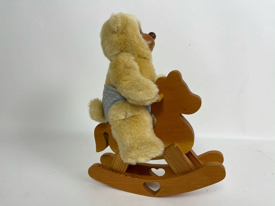 Robert Raikes Individually Carved Wooden Bear Riding Wooden Rocking Horse Nursery Miniatures 7L [Photo 8]