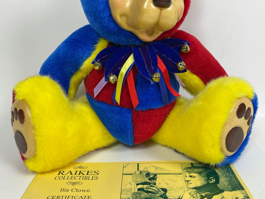 Limited Edition Robert Raikes Individually Carved Wooden Bear Ilia Clown 24 Of 750 [Photo 4]