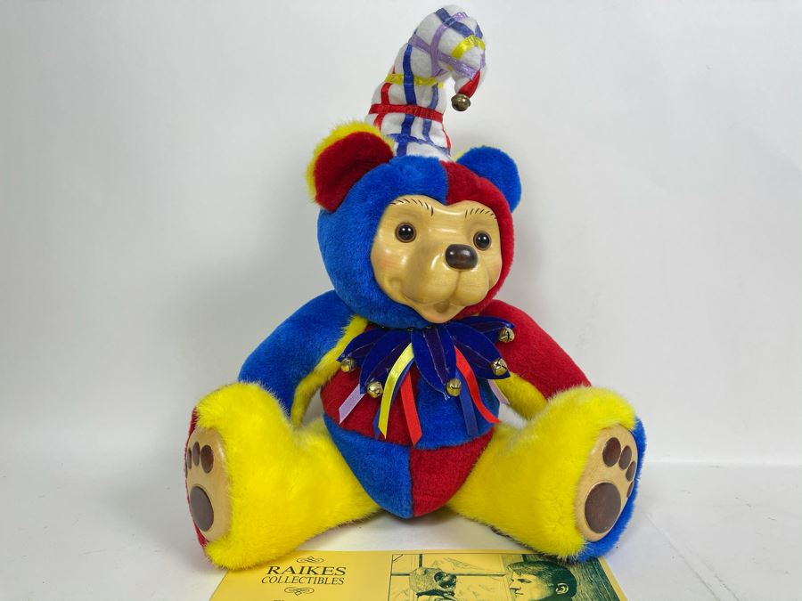 Limited Edition Robert Raikes Individually Carved Wooden Bear Ilia Clown 24 Of 750
