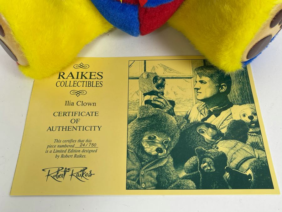 Limited Edition Robert Raikes Individually Carved Wooden Bear Ilia Clown 24 Of 750 [Photo 6]