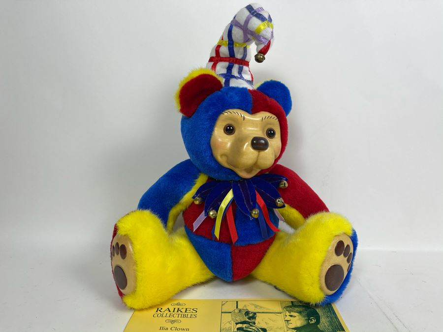 Limited Edition Robert Raikes Individually Carved Wooden Bear Ilia Clown 24 Of 750 [Photo 2]
