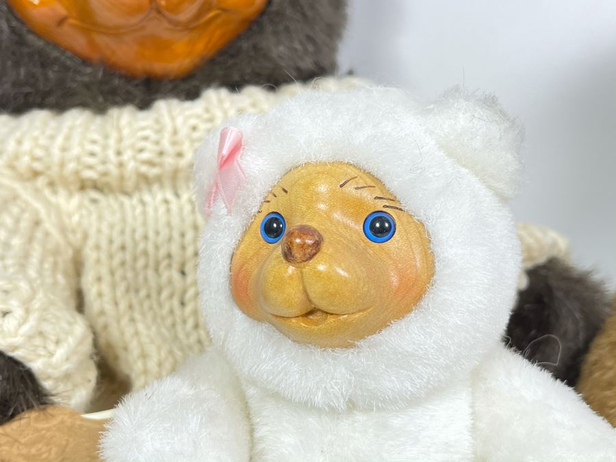 (3) Robert Raikes Individually Carved Wooden Bears: Sherwood, Terry And Nursery Miniatures [Photo 4]