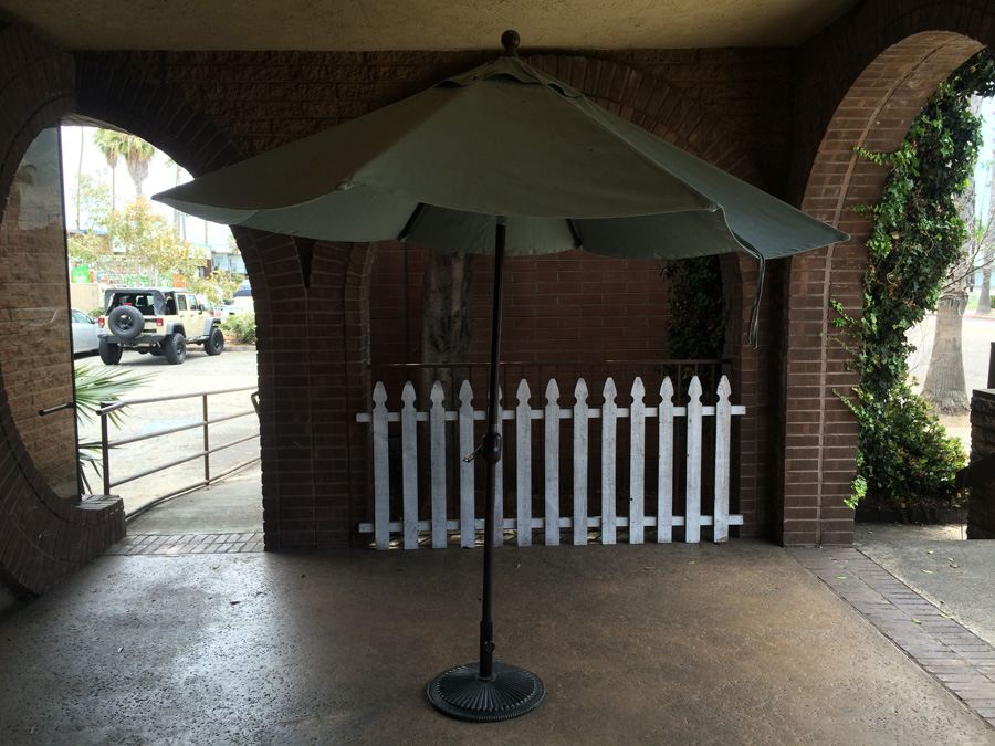 Large Outdoor Canvas Umbrella with Metal Umbrella Stand Sunbrella [Photo 13]