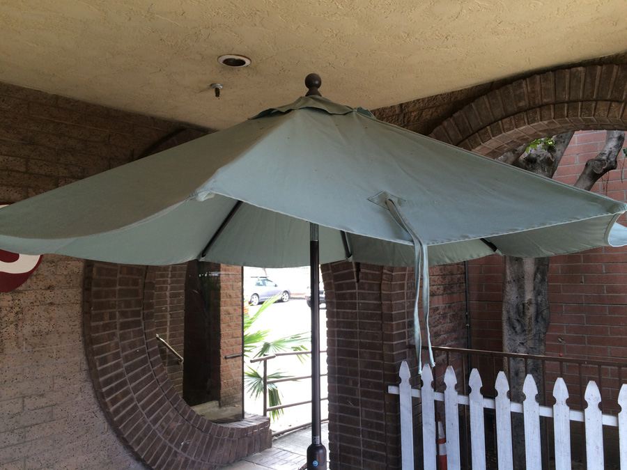 Large Outdoor Canvas Umbrella with Metal Umbrella Stand Sunbrella [Photo 2]