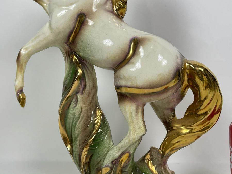 JUST ADDED - Vintage 1962 Mid-Century USA Pottery Painted Horse Sculpture 15W X 5D X 17.5H [Photo 4]