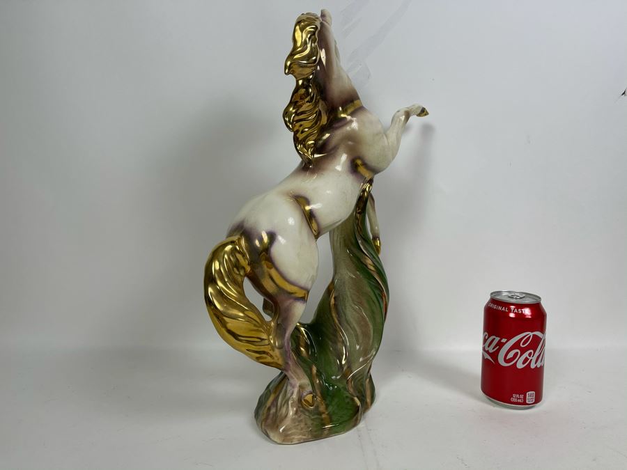 JUST ADDED - Vintage 1962 Mid-Century USA Pottery Painted Horse Sculpture 15W X 5D X 17.5H [Photo 8]