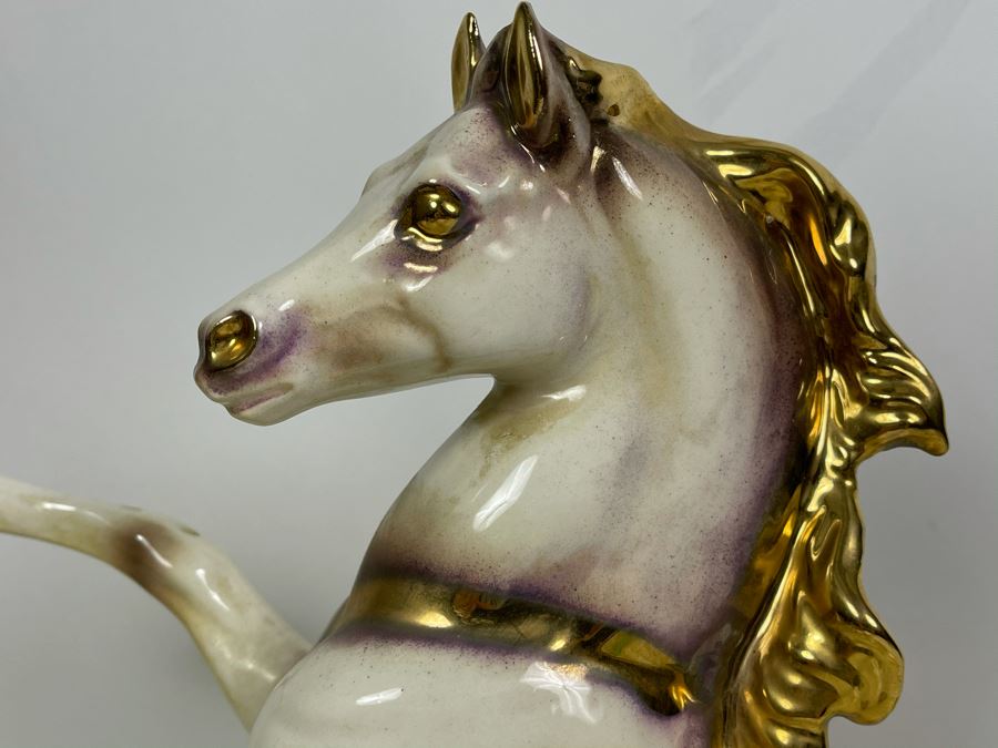 JUST ADDED - Vintage 1962 Mid-Century USA Pottery Painted Horse Sculpture 15W X 5D X 17.5H [Photo 3]