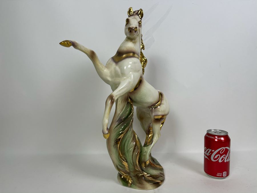 JUST ADDED - Vintage 1962 Mid-Century USA Pottery Painted Horse Sculpture 15W X 5D X 17.5H [Photo 6]