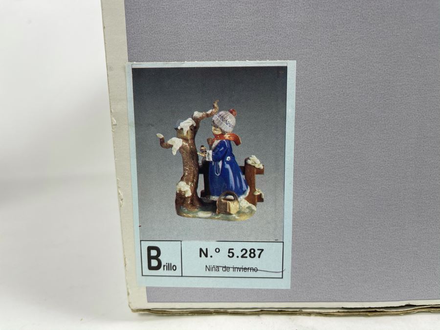 JUST ADDED - Lladro Figurine Winter Frost Girl With Bird And Tree #5.287 With Box 8W X 5.5D X 10H [Photo 11]