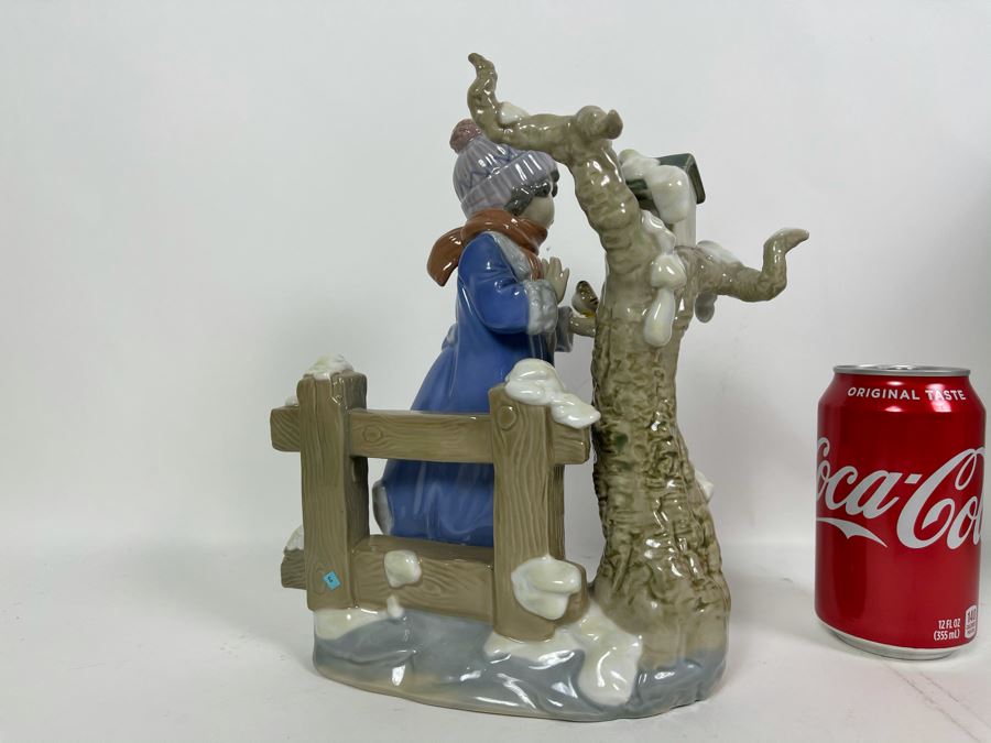 JUST ADDED - Lladro Figurine Winter Frost Girl With Bird And Tree #5.287 With Box 8W X 5.5D X 10H [Photo 7]