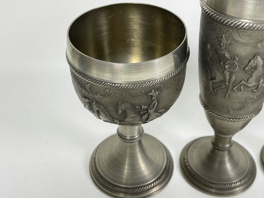 JUST ADDED - Collection Of New German Rein Zinn SKS Design Pewter Stemware Cups [Photo 5]
