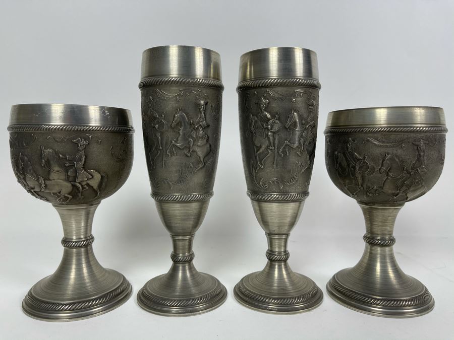 JUST ADDED - Collection Of New German Rein Zinn SKS Design Pewter Stemware Cups [Photo 2]