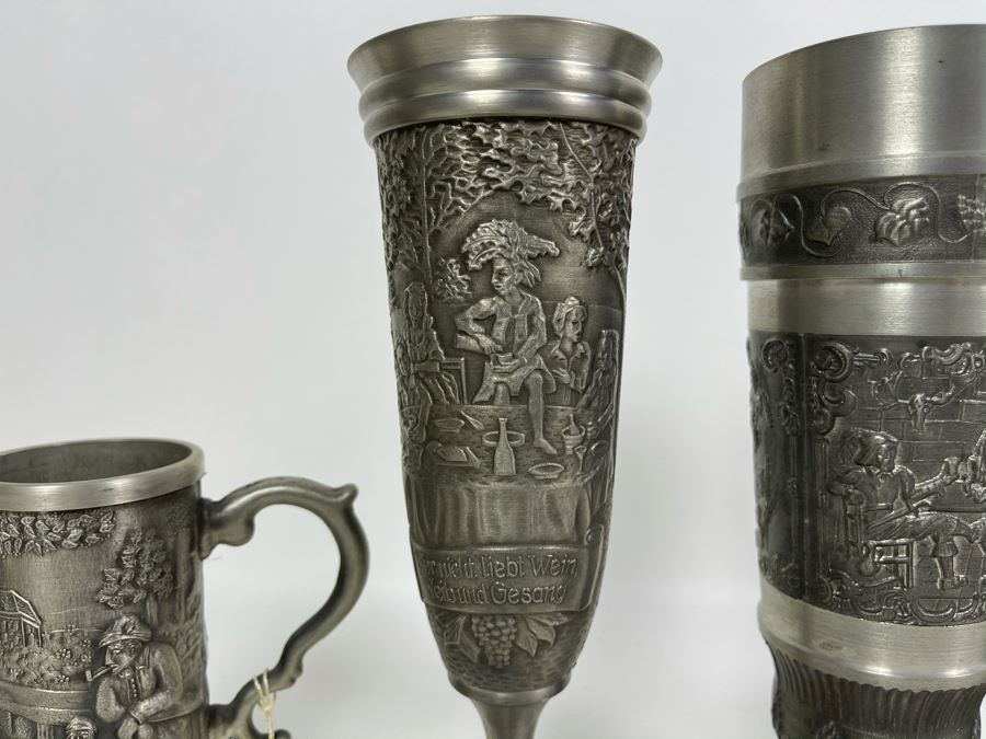 JUST ADDED - Collection Of German Rein Zinn Pewter Cups [Photo 3]