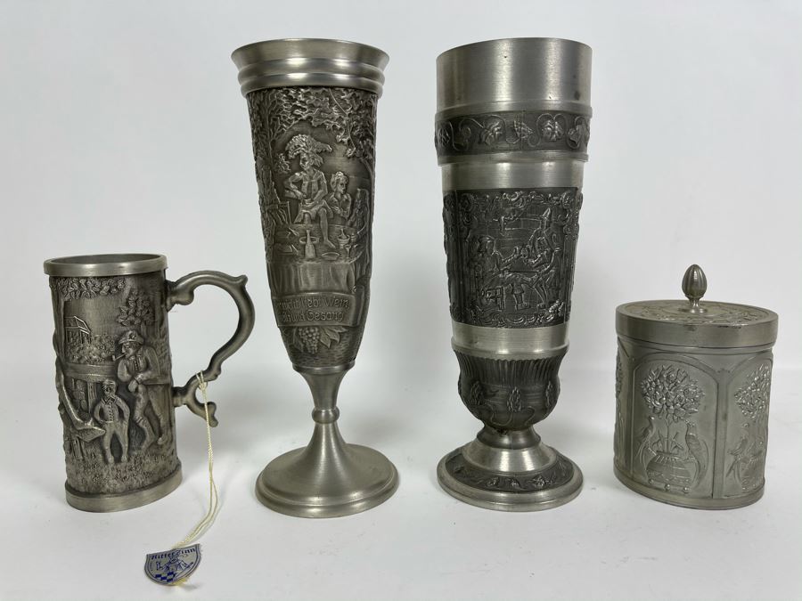 JUST ADDED - Collection Of German Rein Zinn Pewter Cups