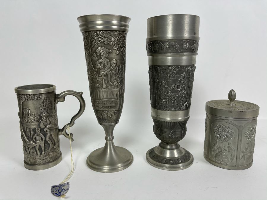 JUST ADDED - Collection Of German Rein Zinn Pewter Cups [Photo 2]