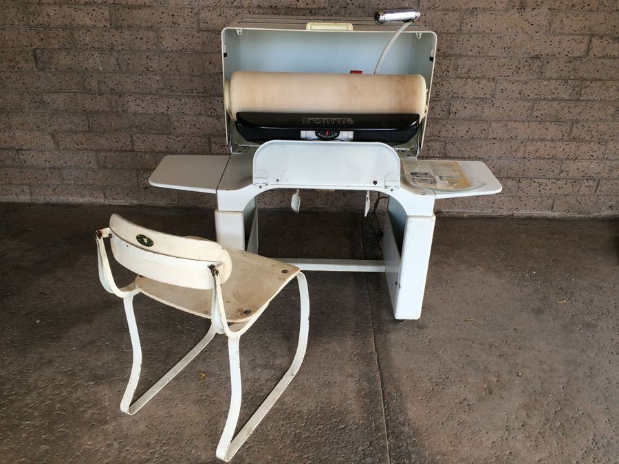 Vintage Industrial Ironrite Health Chair with Ironrite Electric Clothes Press Ironer [Photo 3]