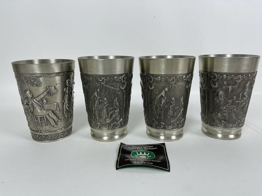 JUST ADDED - Collection Of New German Rein Zinn Pewter Cups