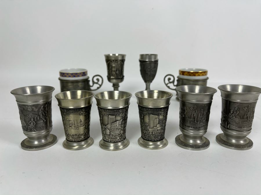 JUST ADDED - Collection Of German Rein Zinn Pewter Cups