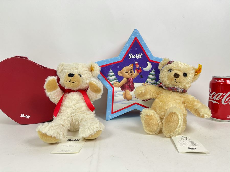 JUST ADDED - Pair Of German Steiff Bears With Boxes 9H