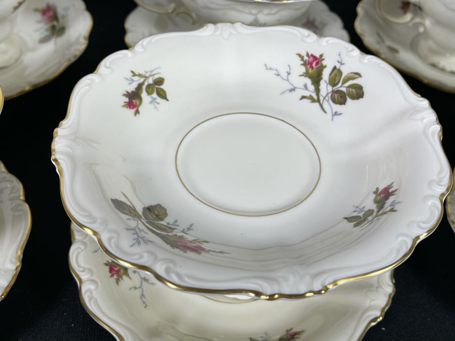 JUST ADDED - Large German Rosenthal China Set Pompadour Classic Rose Gold Rim Pattern Apx Service For 10+ - See Photos [Photo 9]