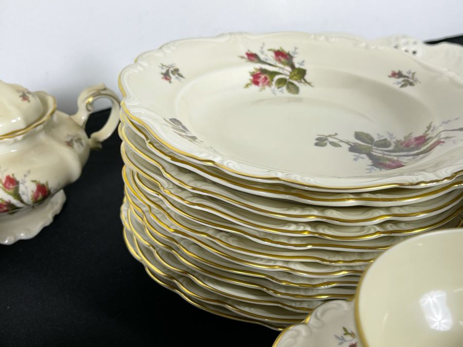 JUST ADDED - Large German Rosenthal China Set Pompadour Classic Rose Gold Rim Pattern Apx Service For 10+ - See Photos [Photo 12]