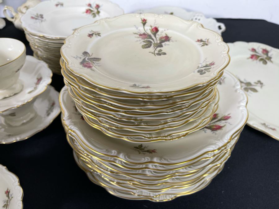 JUST ADDED - Large German Rosenthal China Set Pompadour Classic Rose Gold Rim Pattern Apx Service For 10+ - See Photos [Photo 13]