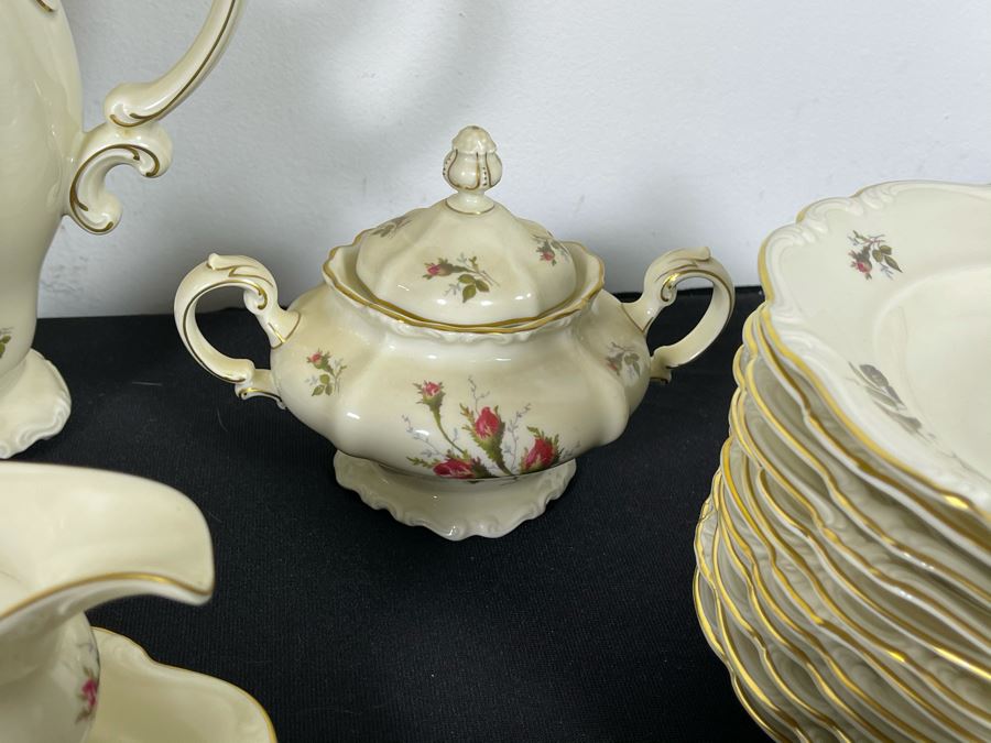 JUST ADDED - Large German Rosenthal China Set Pompadour Classic Rose Gold Rim Pattern Apx Service For 10+ - See Photos [Photo 11]