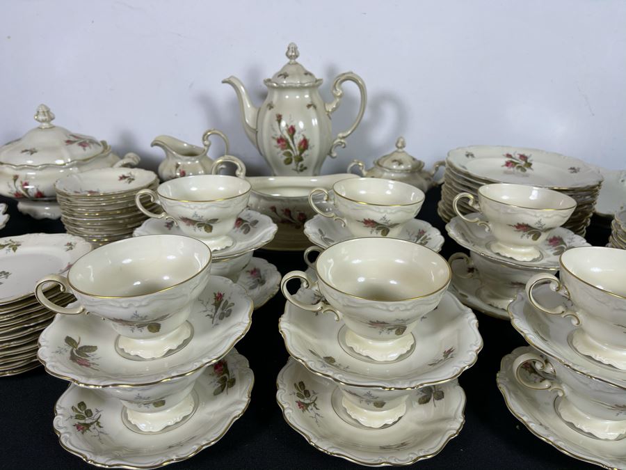 JUST ADDED - Large German Rosenthal China Set Pompadour Classic Rose Gold Rim Pattern Apx Service For 10+ - See Photos [Photo 6]