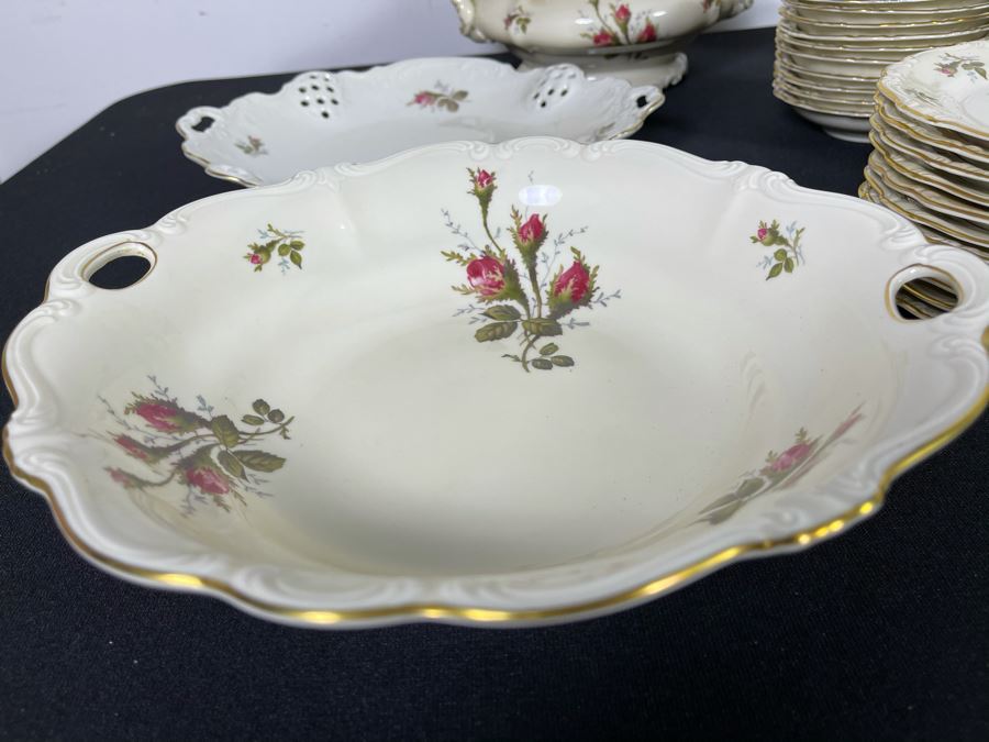 JUST ADDED - Large German Rosenthal China Set Pompadour Classic Rose Gold Rim Pattern Apx Service For 10+ - See Photos [Photo 19]