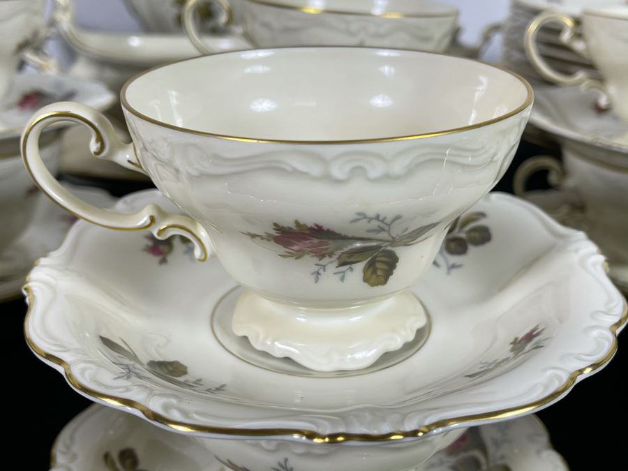 JUST ADDED - Large German Rosenthal China Set Pompadour Classic Rose Gold Rim Pattern Apx Service For 10+ - See Photos [Photo 8]