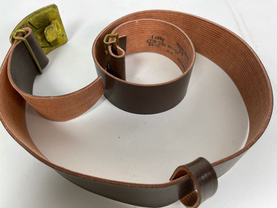 Vintage Soviet Union Belt Buckle With Leather Belt Adustable 38L [Photo 10]